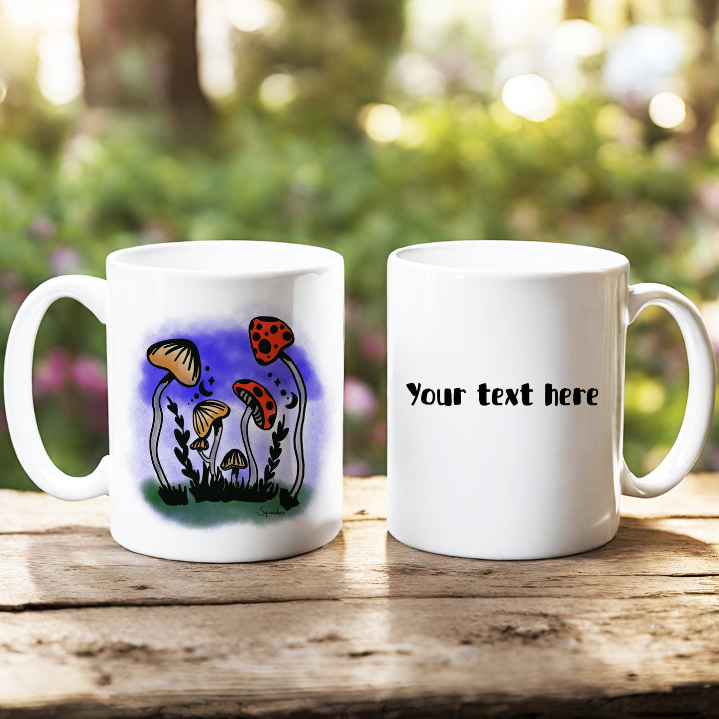 Whimsical Mushrooms Art Mug Can Be Personalised