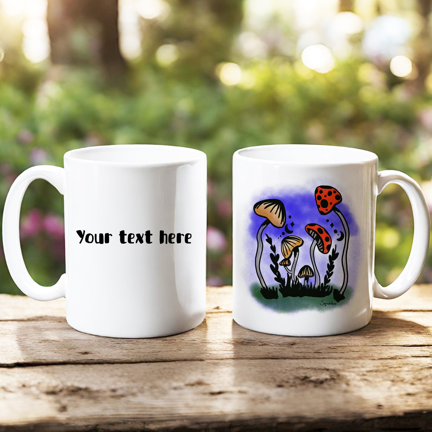 Whimsical Mushrooms Art Mug Can Be Personalised