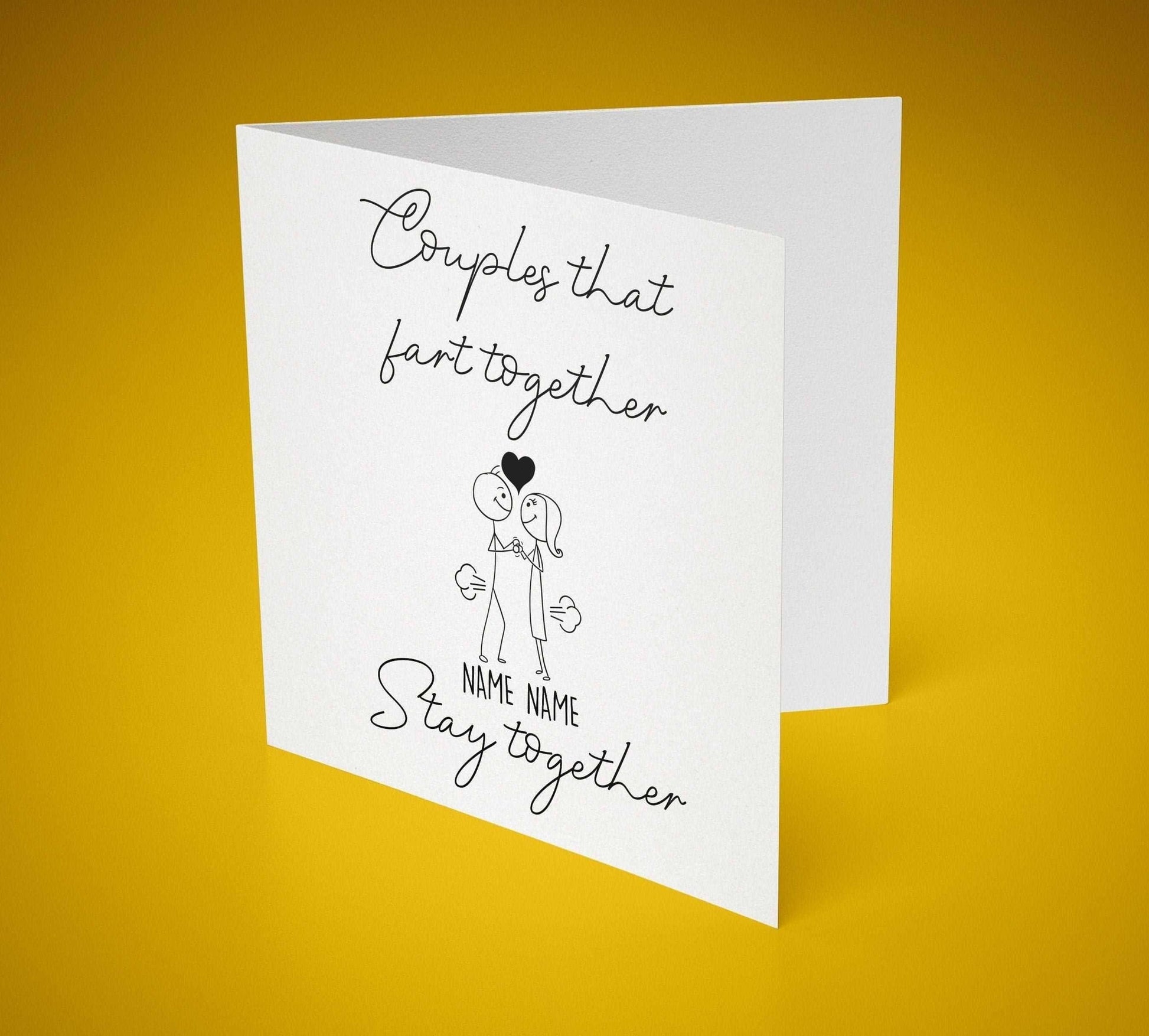 Couples That Fart Together Stay Together. Greeting card 6x6 Inch (Personalised) - SquidPot