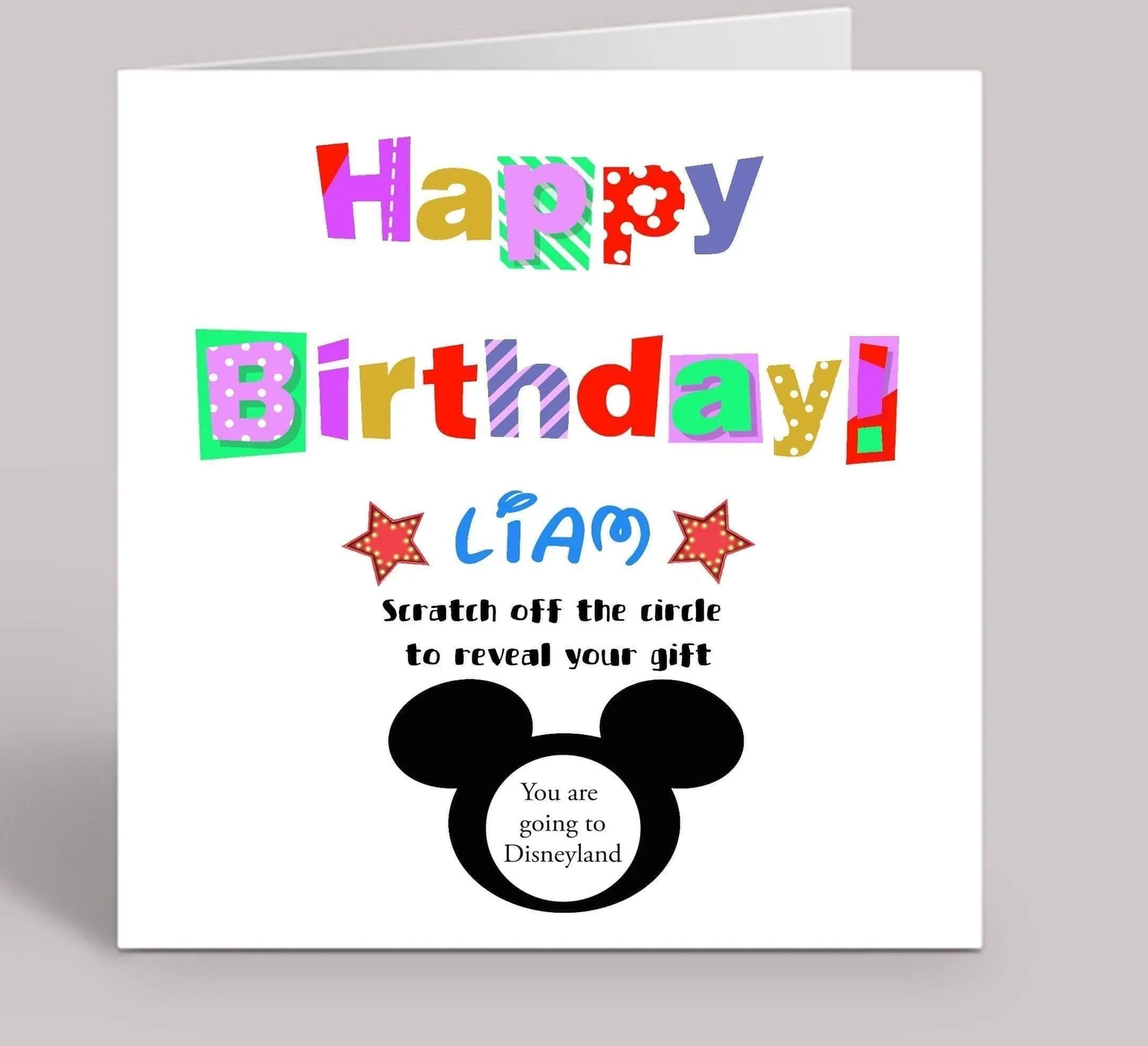 Happy Birthday Scratch Reveal Disneyland Greeting Card 6x6 inch (Personalised) - SquidPot