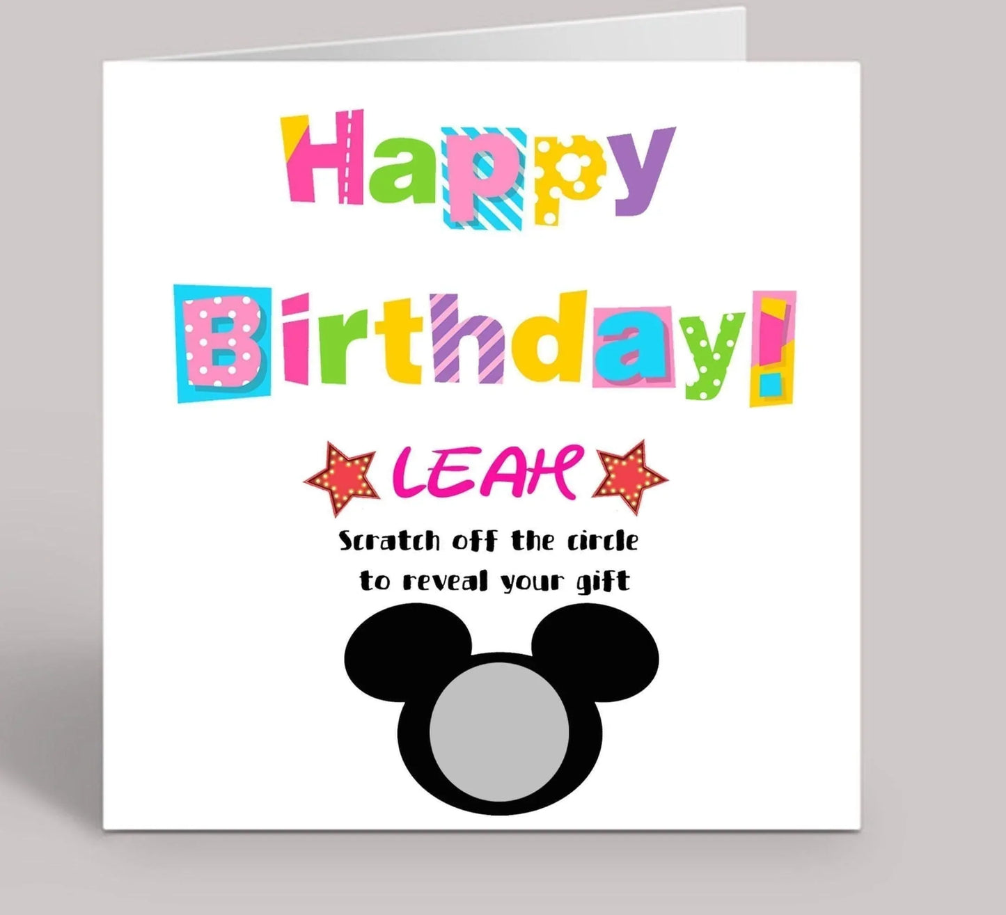 Happy Birthday Scratch Reveal Disneyland Greeting Card 6x6 inch (Personalised) - SquidPot