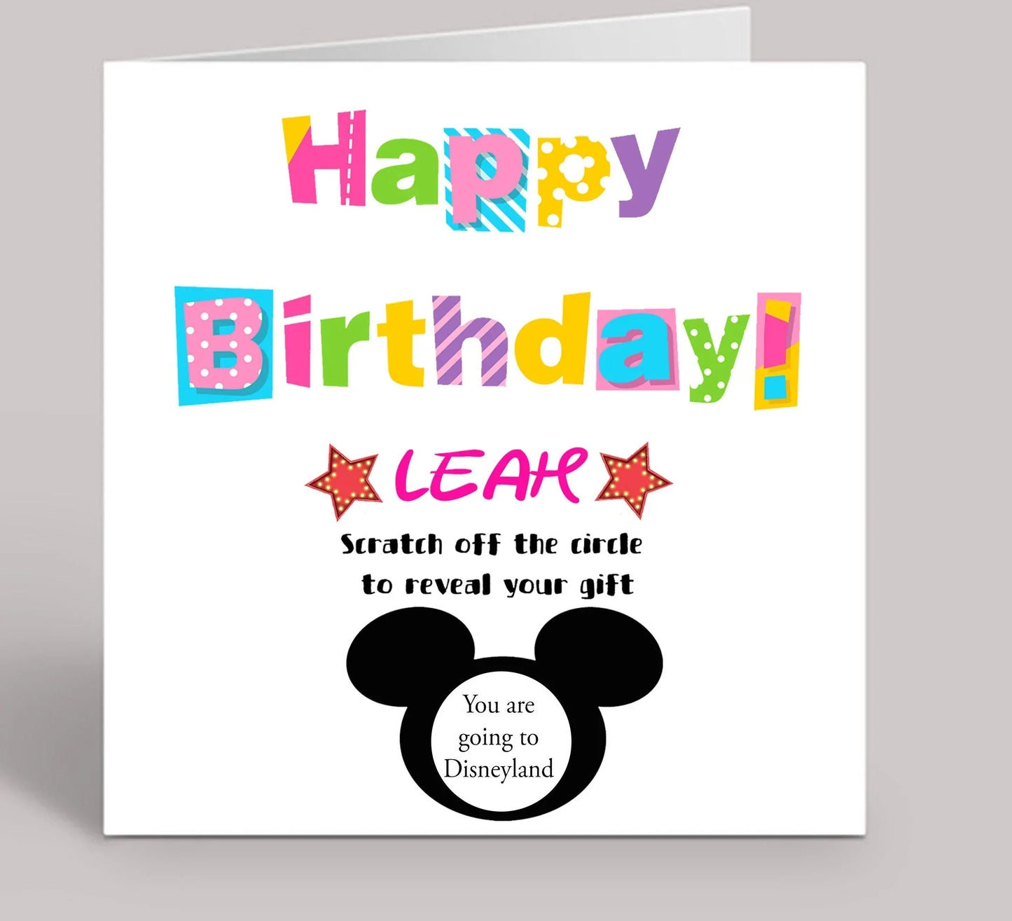 Happy Birthday Scratch Reveal Disneyland Greeting Card 6x6 inch (Personalised) - SquidPot