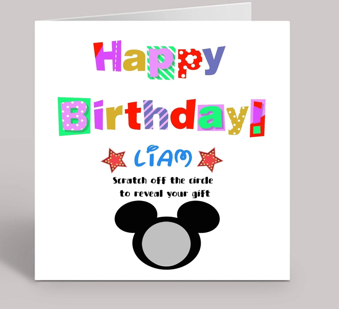 Happy Birthday Scratch Reveal Disneyland Greeting Card 6x6 inch (Personalised) - SquidPot