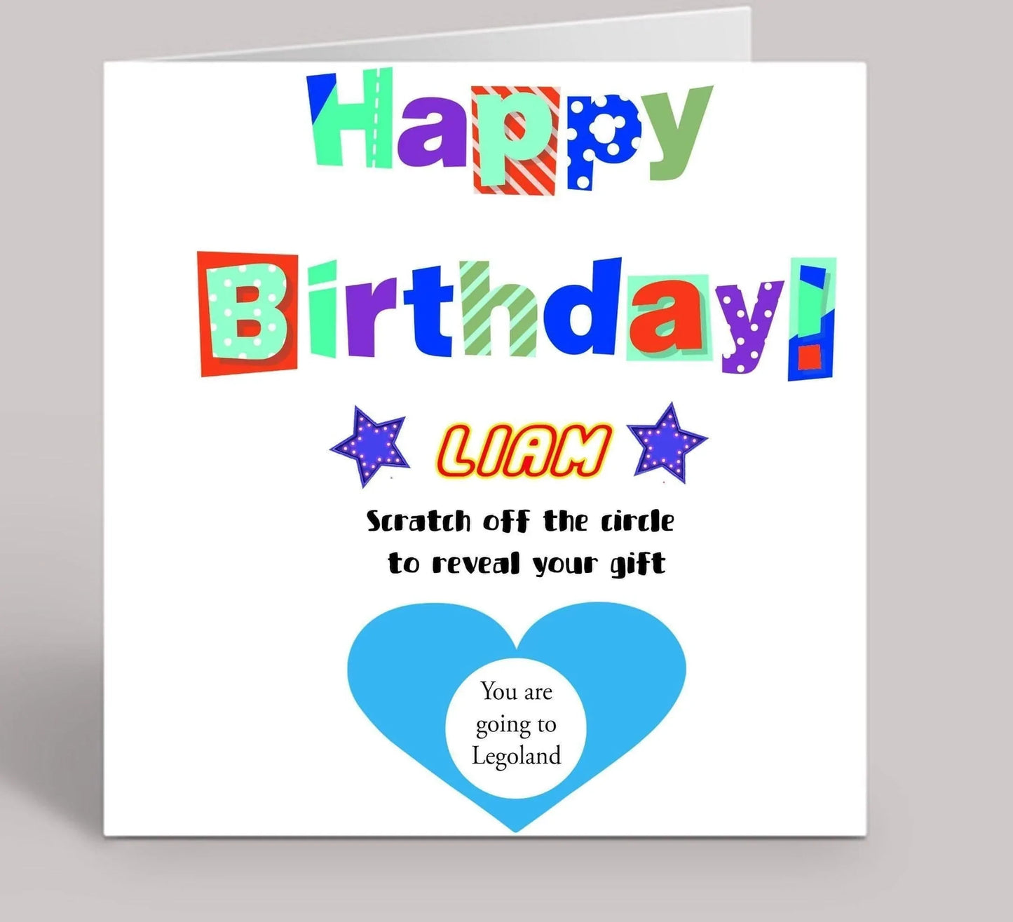 Happy Birthday Scratch Reveal Legoland Greeting Card 6x6 inch (Personalised) - SquidPot