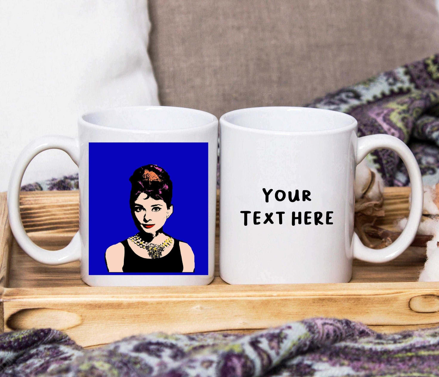 Audrey Hepburn Tasse im Pop-Art-Stil (personalisiert)