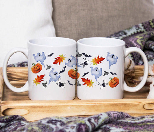 Ghosts & Pumpkins Spooky Halloween Wrap Mug - SquidPot