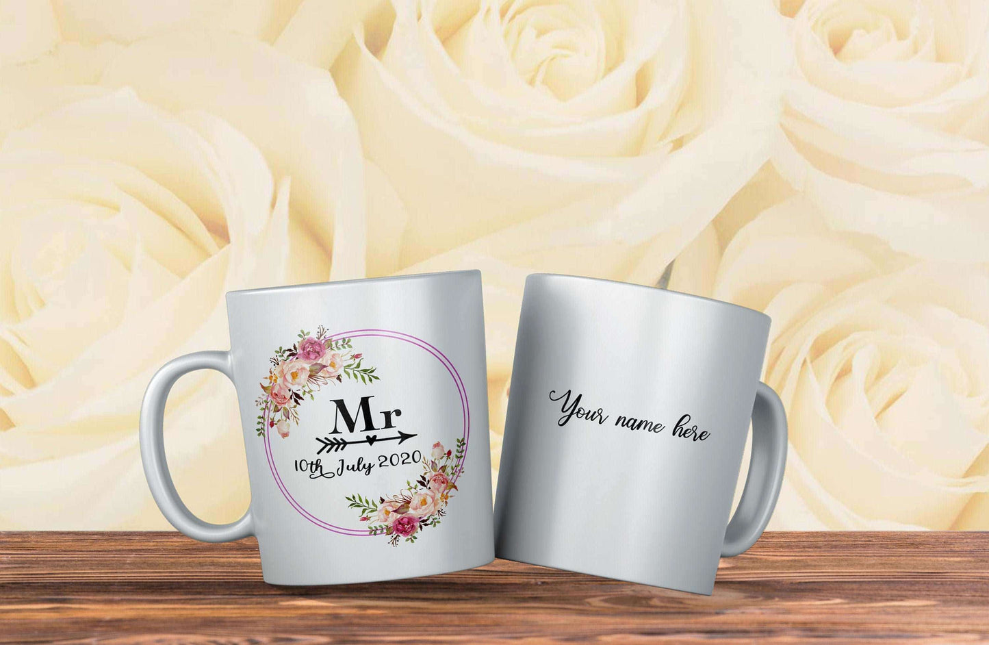 Mr & Mrs Set Of Two Mugs (Personalised) - SquidPot