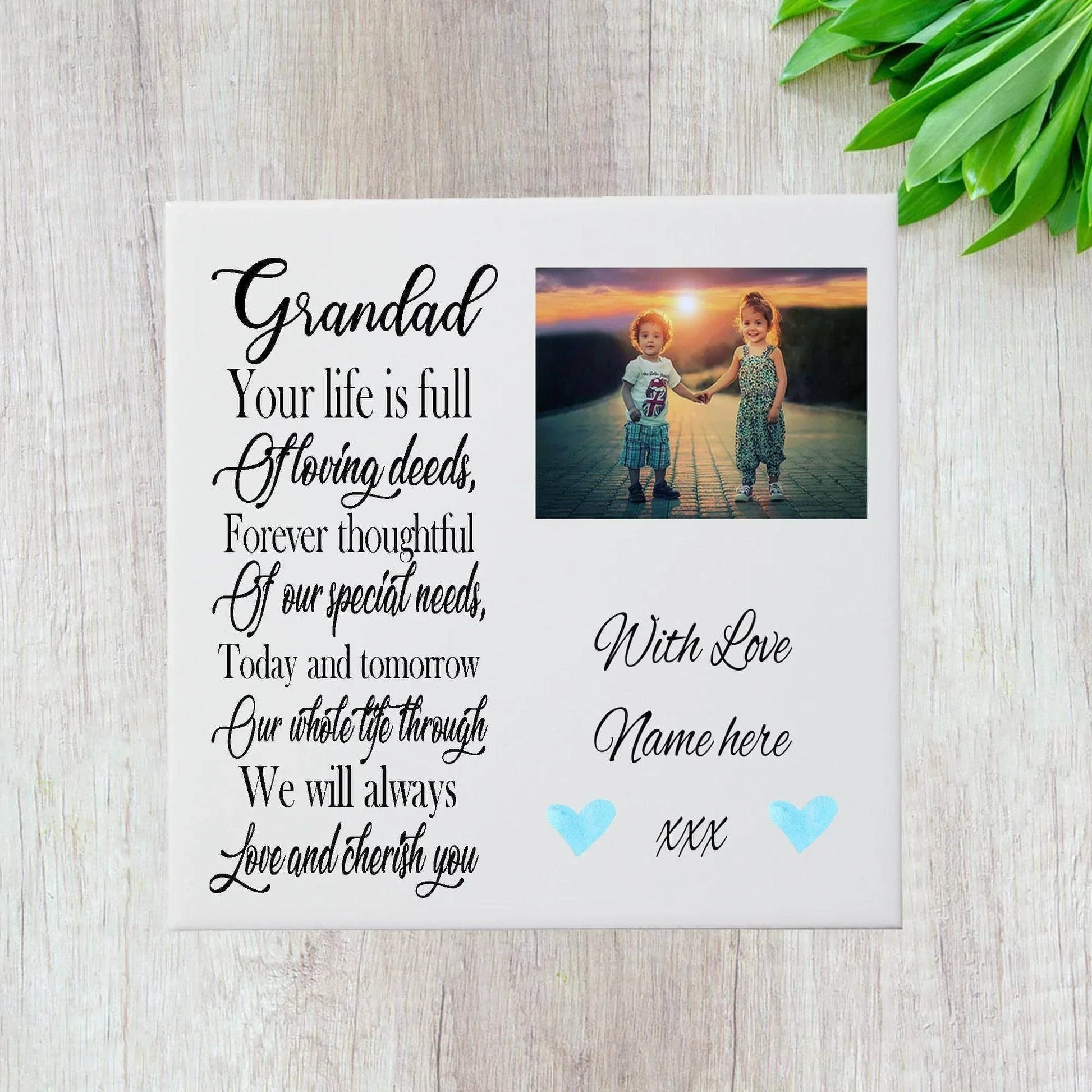 Grandad With Quote Ceramic Tile 6x6 Inch (Personalised) - SquidPot