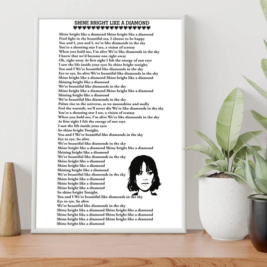 Shine Bright Like A Diamond Rihanna Song Lyrics A4 Print - SquidPot