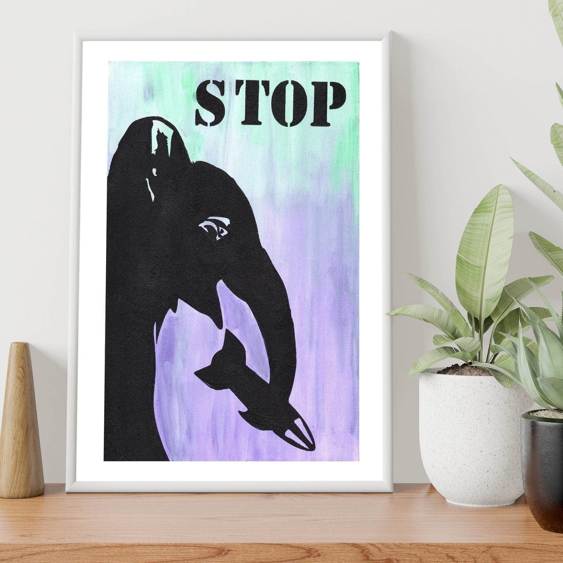 Stop The War Elephant & Missile A4 Print - SquidPot