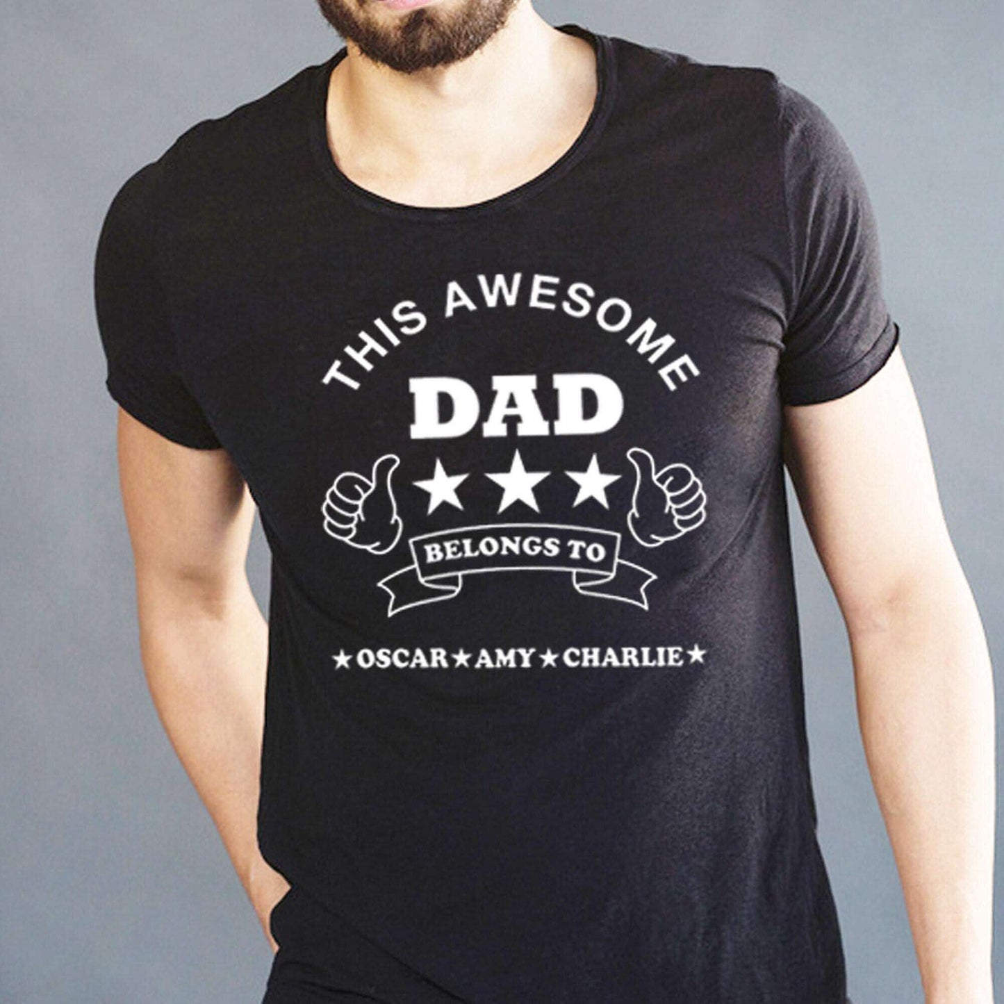 This Awesome Dad Belongs To *YOUR NAMES* T-Shirt (Personalised) - SquidPot