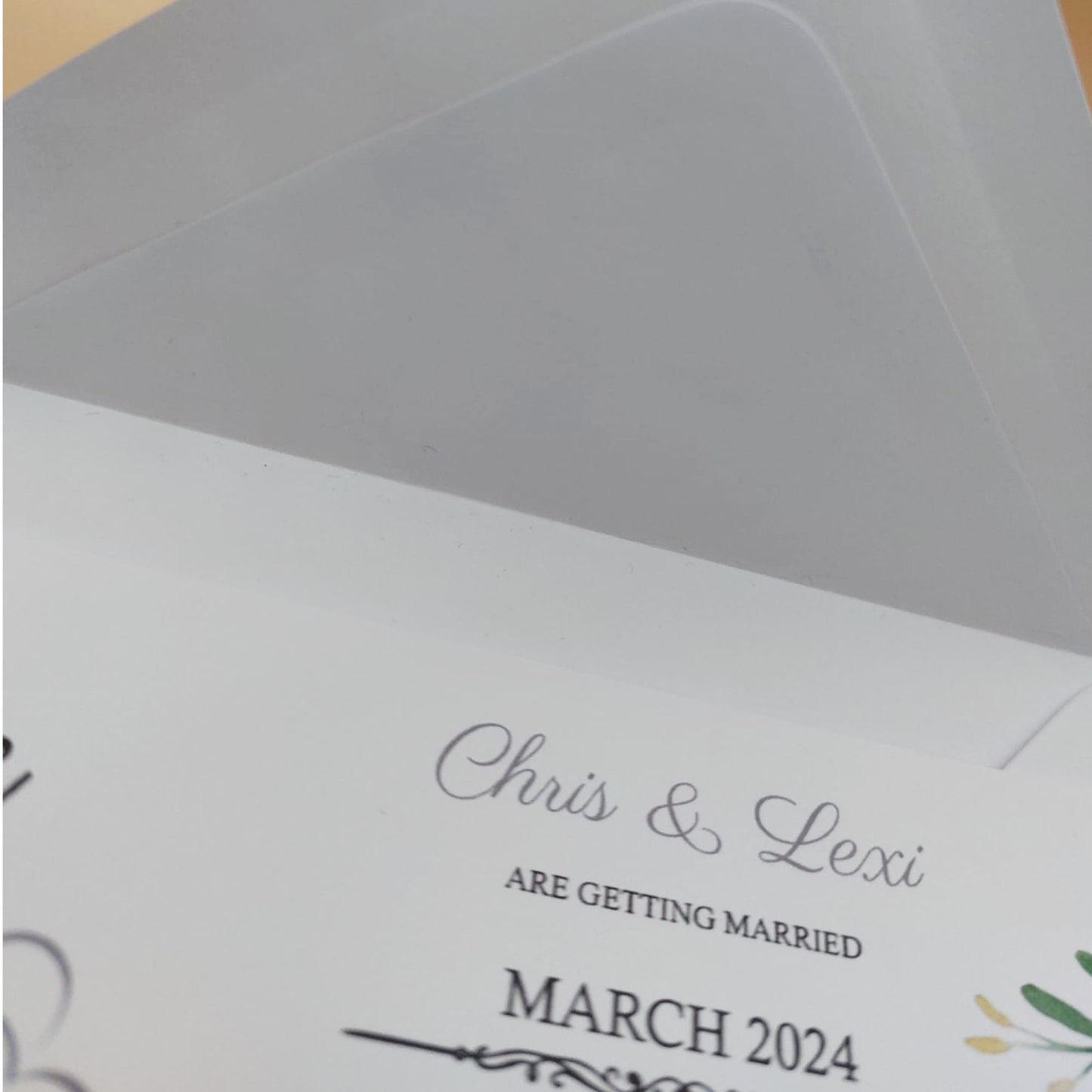 Save The Dates Greenery Simple A6 Size With White Lined Envelopes